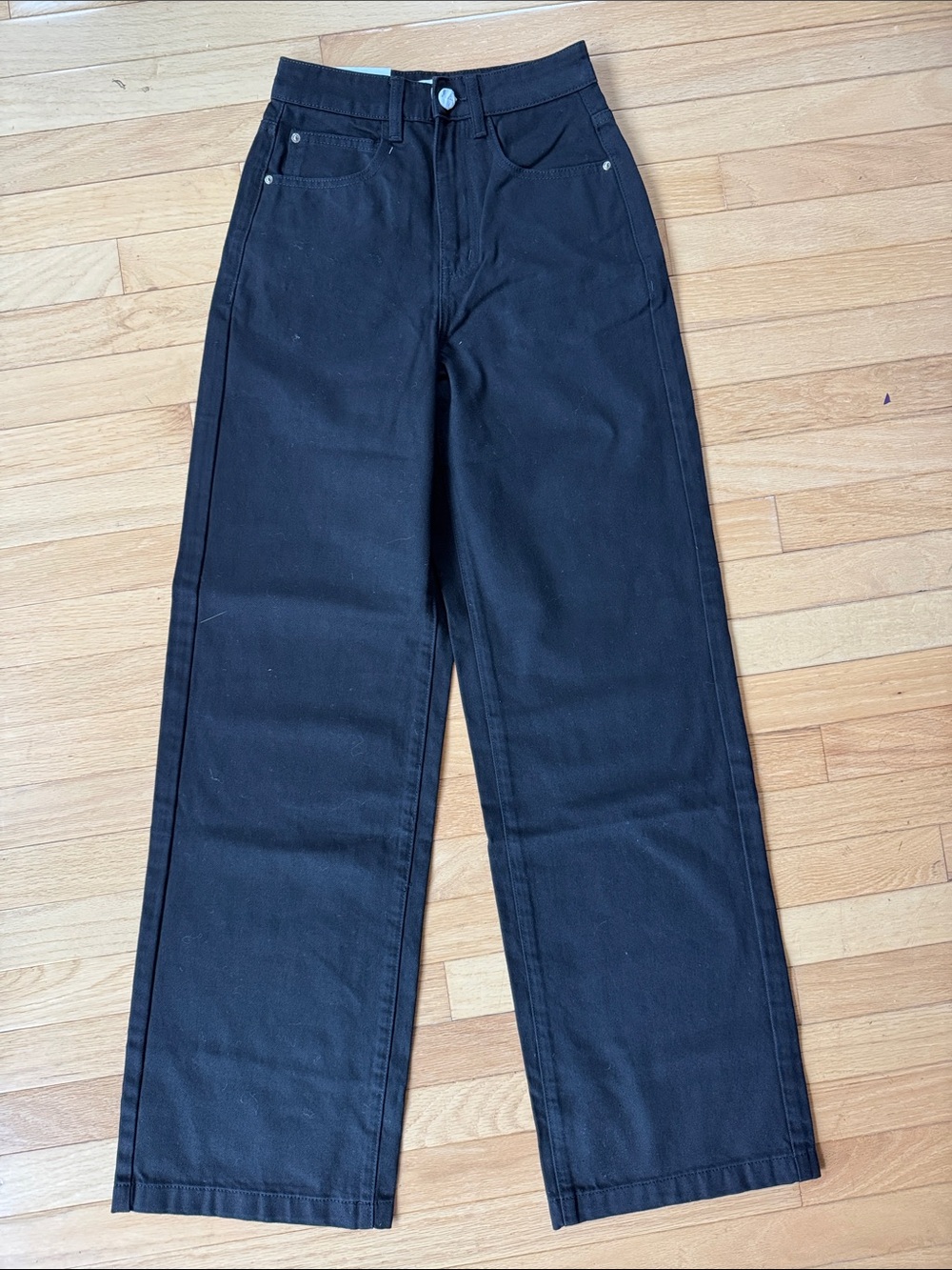WeWoreWhat wide leg denim pant high rise black 23